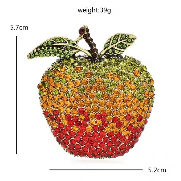 Betsey Johnson Green Blue Apple Brooch - Picture 8 of 8